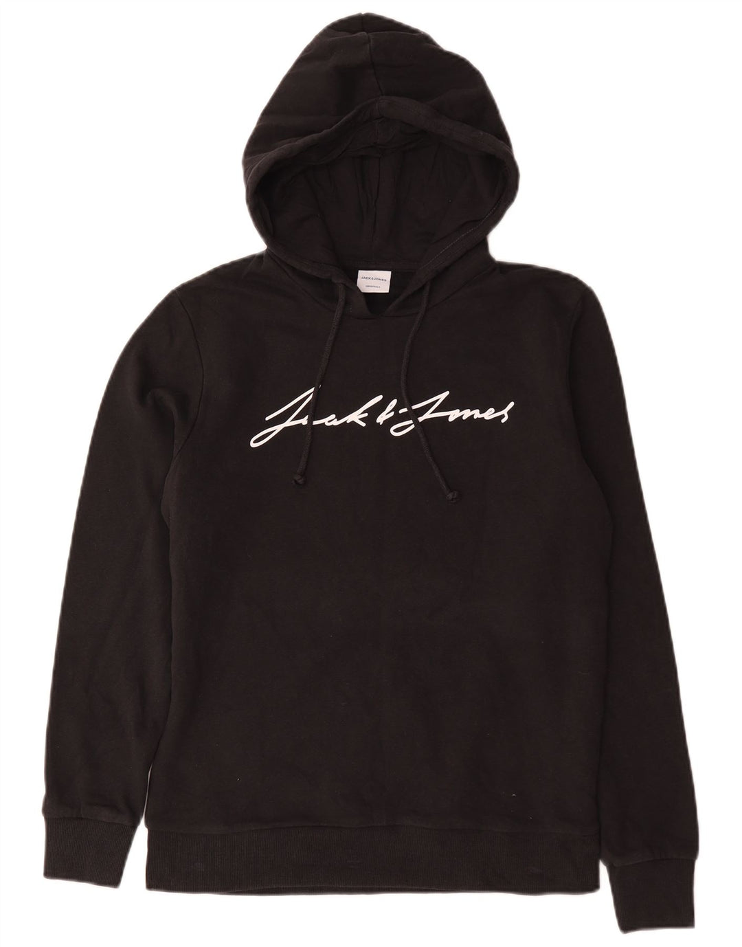 Jack & Jones moletom com capuz gráfico masculino médio algodão preto