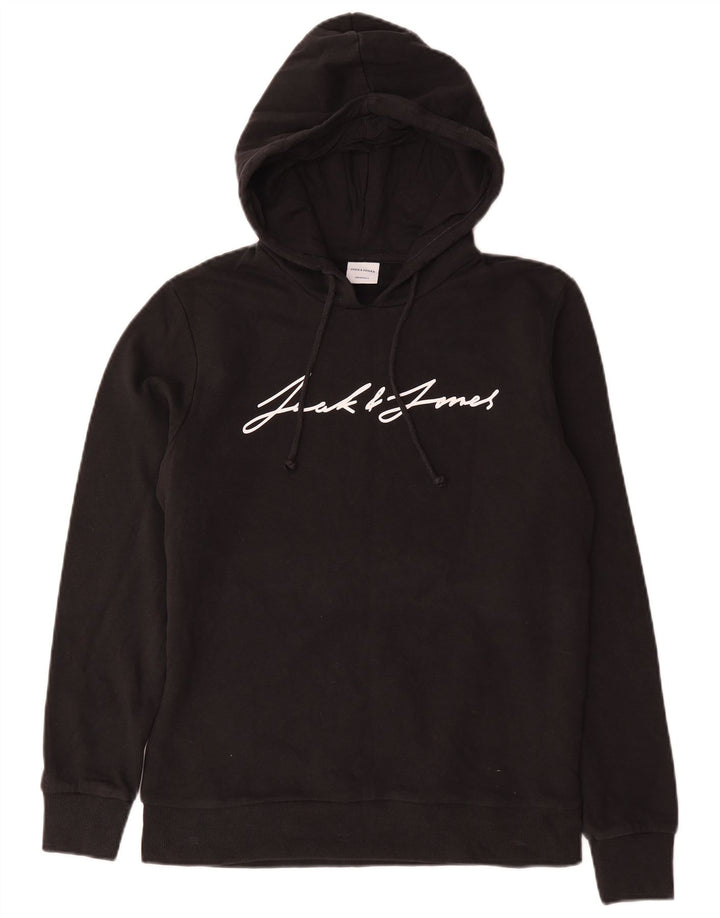 Jack & Jones moletom com capuz gráfico masculino médio algodão preto
