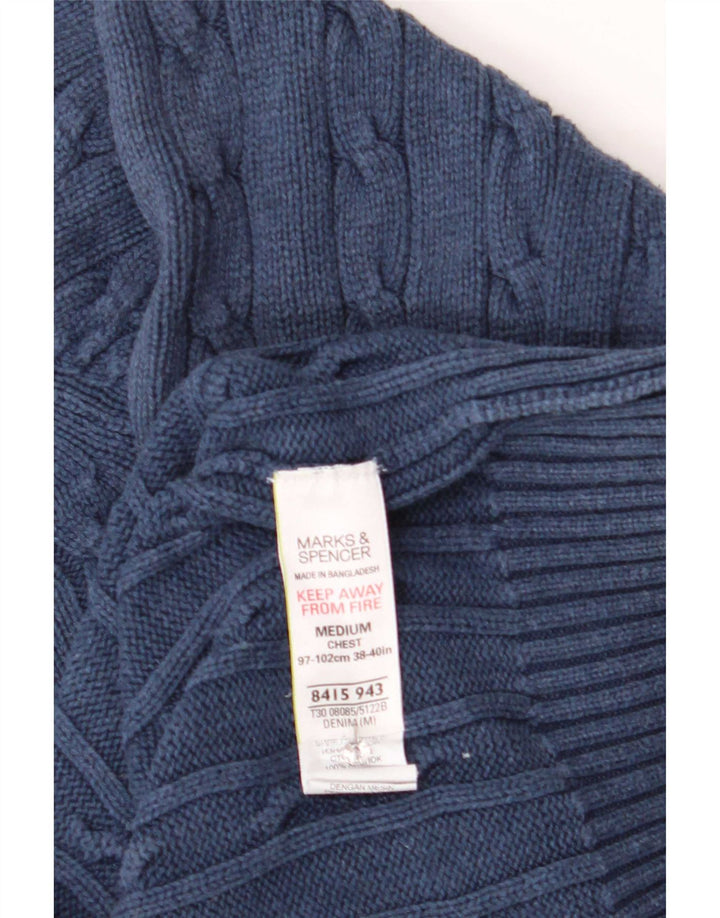 Suéter masculino Marks & Spencer Blue Harbor com gola redonda, marinho médio