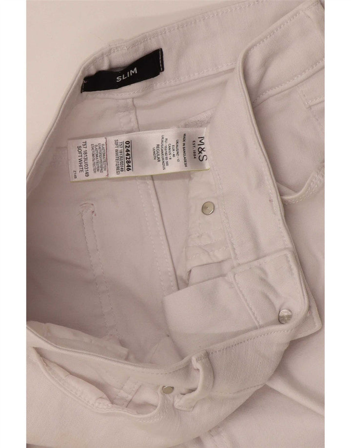 Jeans Marks & Spencer feminino slim UK 12 médio W30 L27 algodão branco
