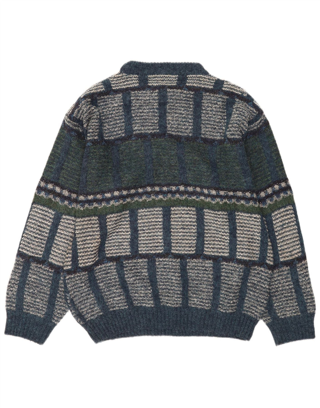 Suéter vintage masculino com gola redonda IT 48 médio multicolorido geométrico