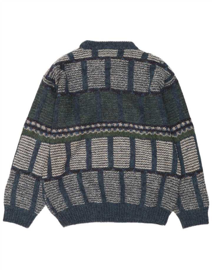 Suéter vintage masculino com gola redonda IT 48 médio multicolorido geométrico