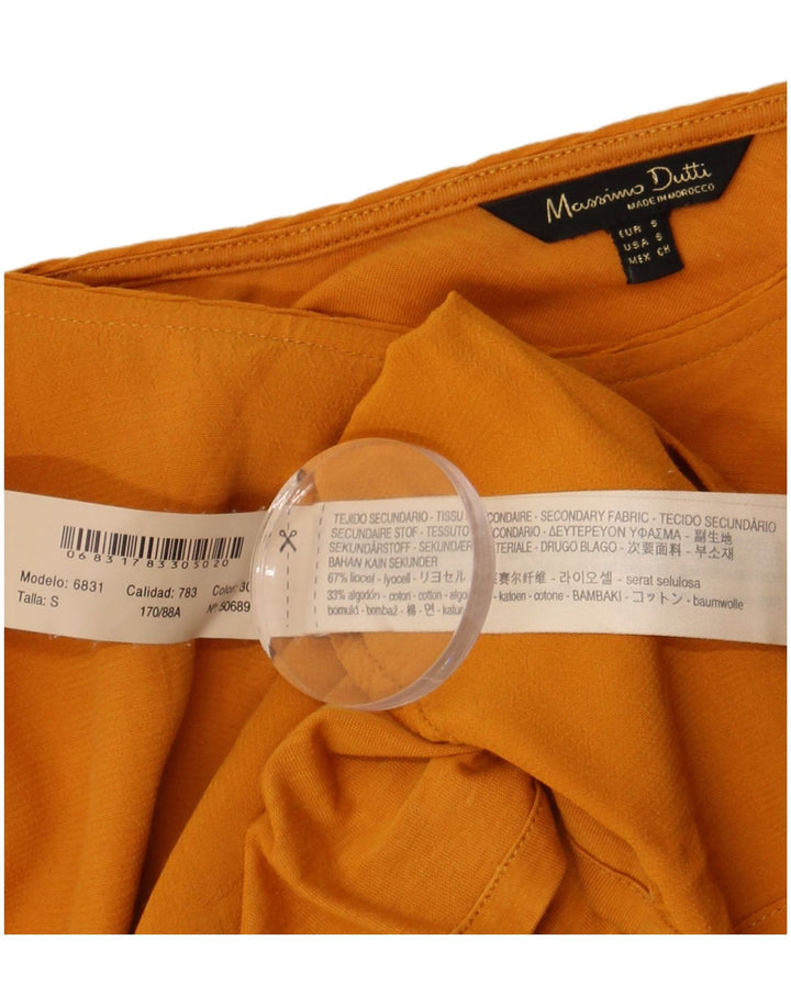 Blusa feminina de manga comprida Massimo Dutti UK 10 Lyocell amarelo pequeno