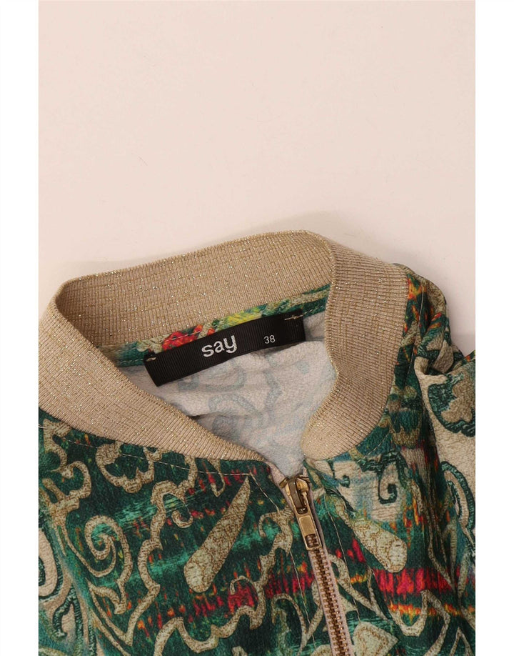 Jaqueta bomber feminina vintage EU 38 Paisley verde médio