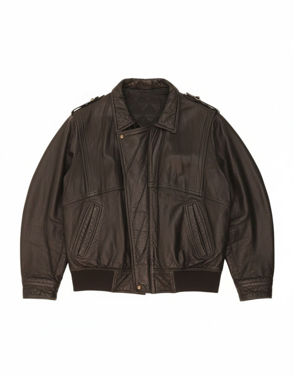 Jaqueta de couro masculina VINTAGE UK 44 2XL couro preto