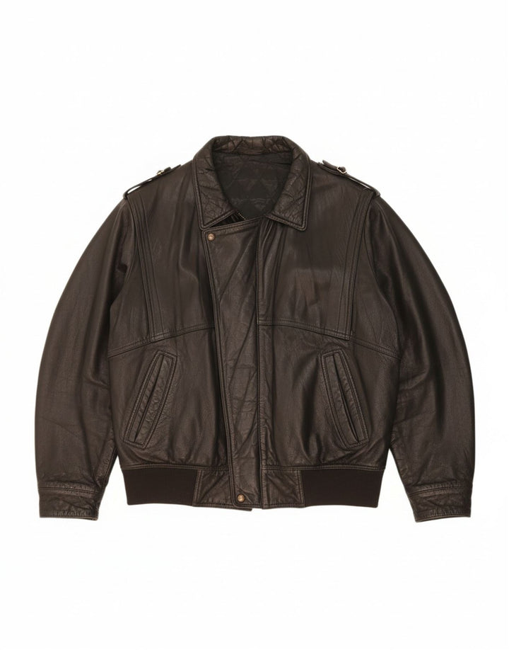 Jaqueta de couro masculina VINTAGE UK 44 2XL couro preto