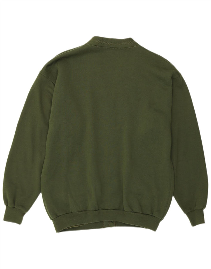 Suéter cardigã masculino vintage acrílico verde médio