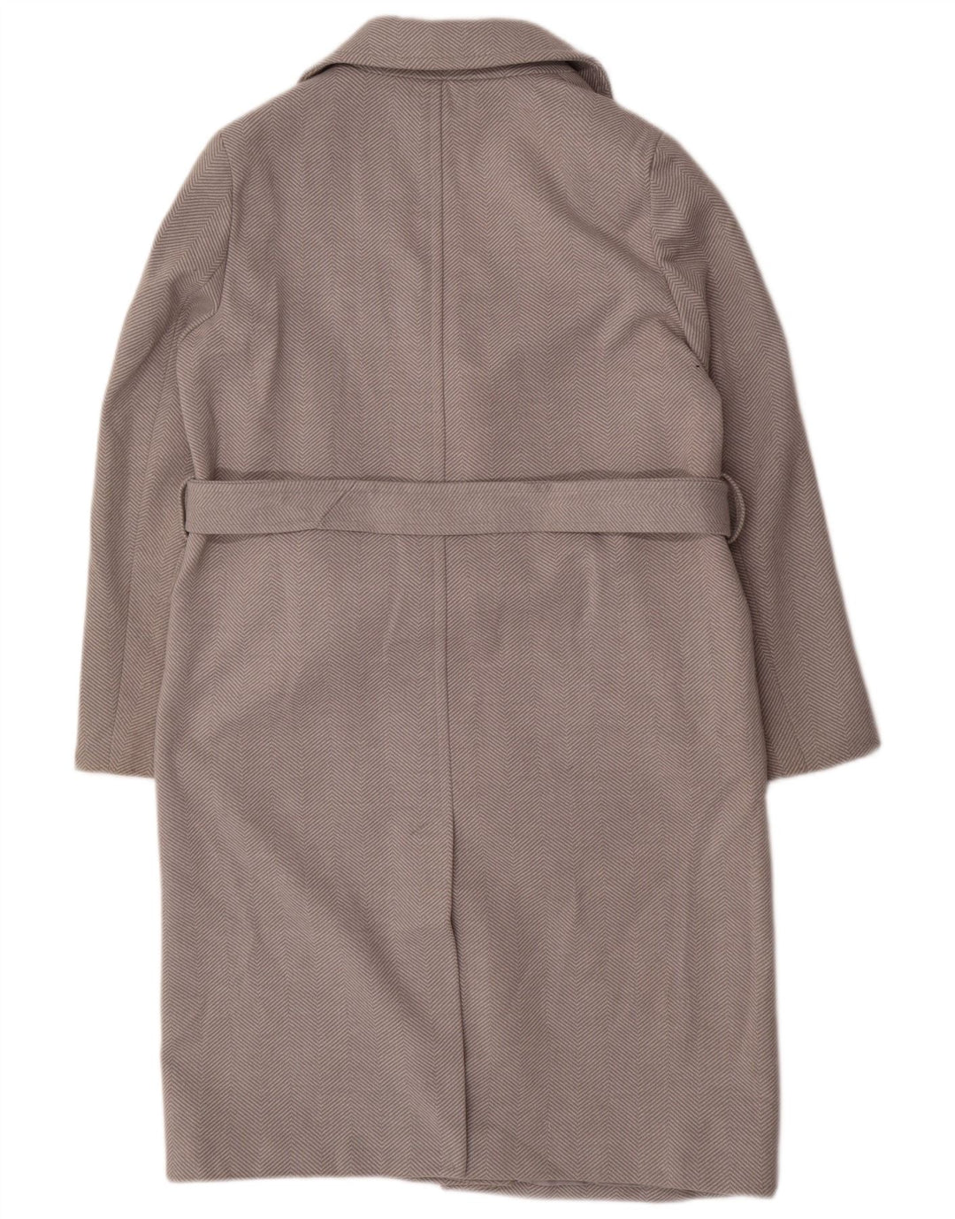 Sobretudo feminino Marks & Spencer Reino Unido 14 grande poliéster espinha de peixe cinza