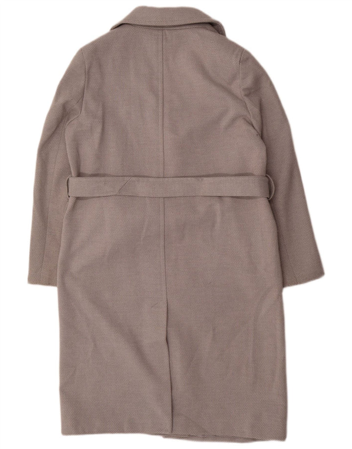 Sobretudo feminino Marks & Spencer Reino Unido 14 grande poliéster espinha de peixe cinza