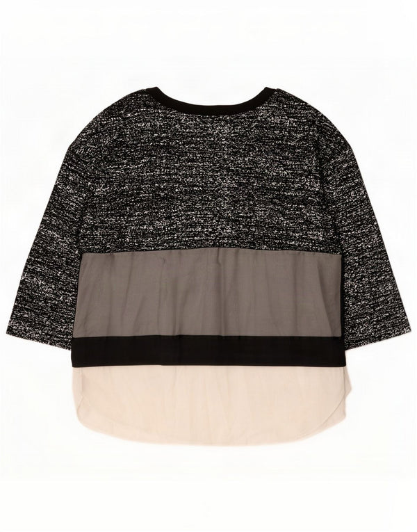 Top feminino Marella manga 3/4 UK 18 XL preto Colorblock