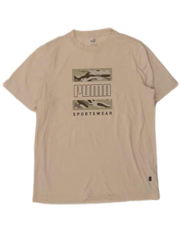 Camiseta masculina Puma Graphic Top grande de algodão branco
