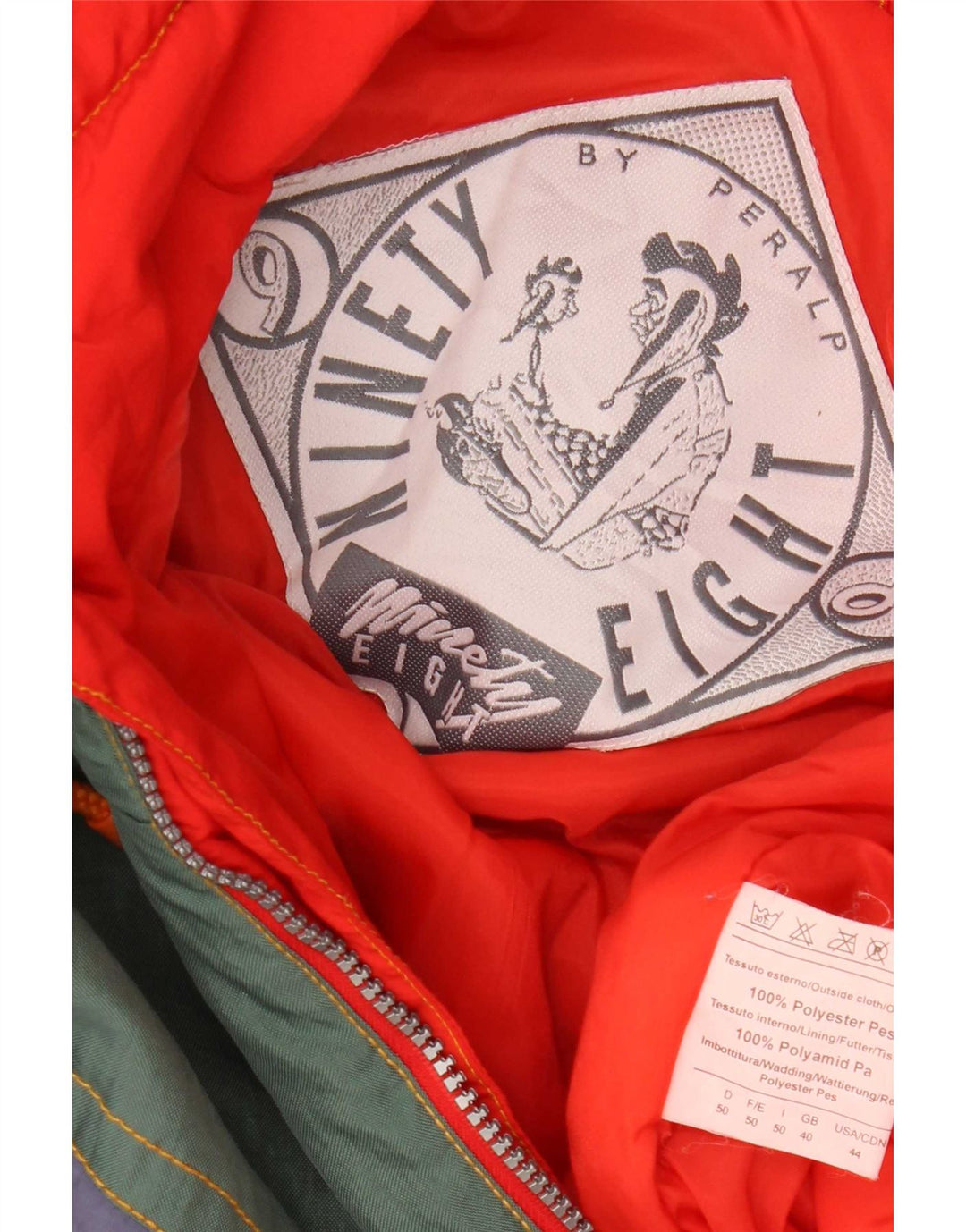 Noventa e oito macacão de esqui masculino Reino Unido 40 poliéster colorblock vermelho médio