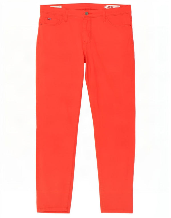 Calça feminina Rifle Crudella cintura média slim casual W32 L28 algodão vermelho