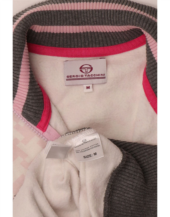Sergio Tacchini Womens Tracksuit Top Jacket UK 14 Médio Cinza Houndstooth