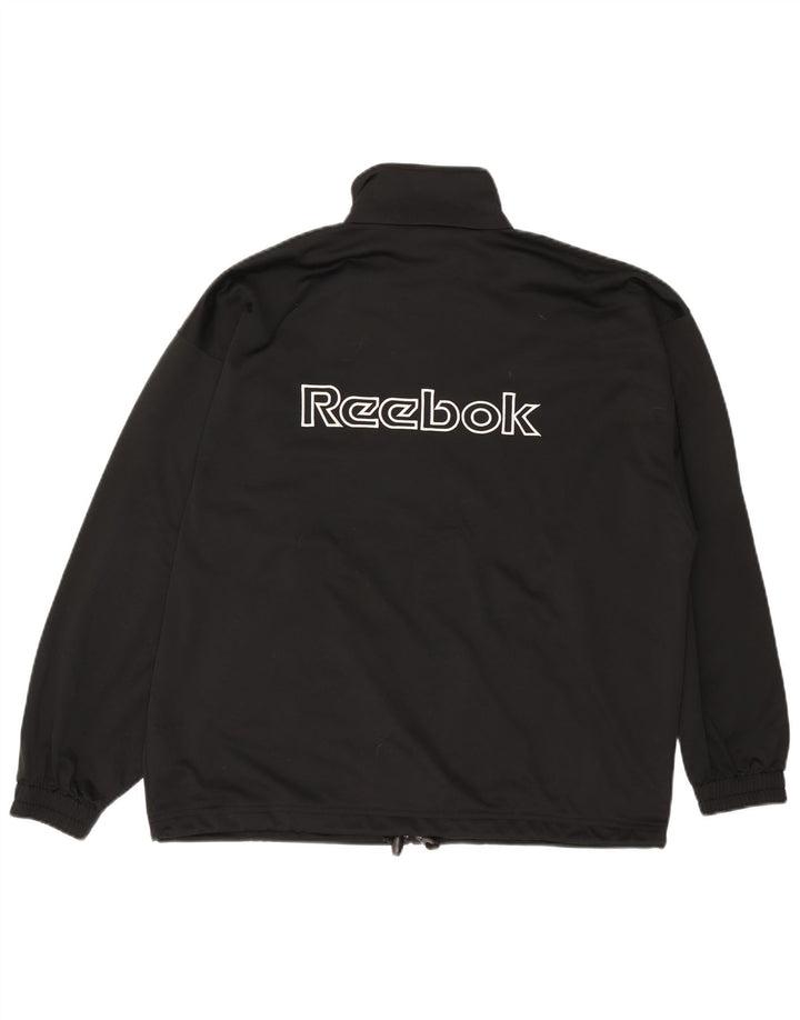 Reebok Mens Graphic Loose Fit Treino Top Jaqueta Pequena Poliéster Preto