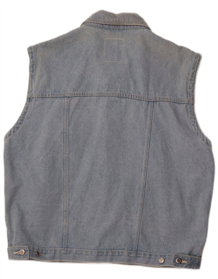 MARCEL CLAIR Mens Denim Gilet UK 42 XL Algodão Azul