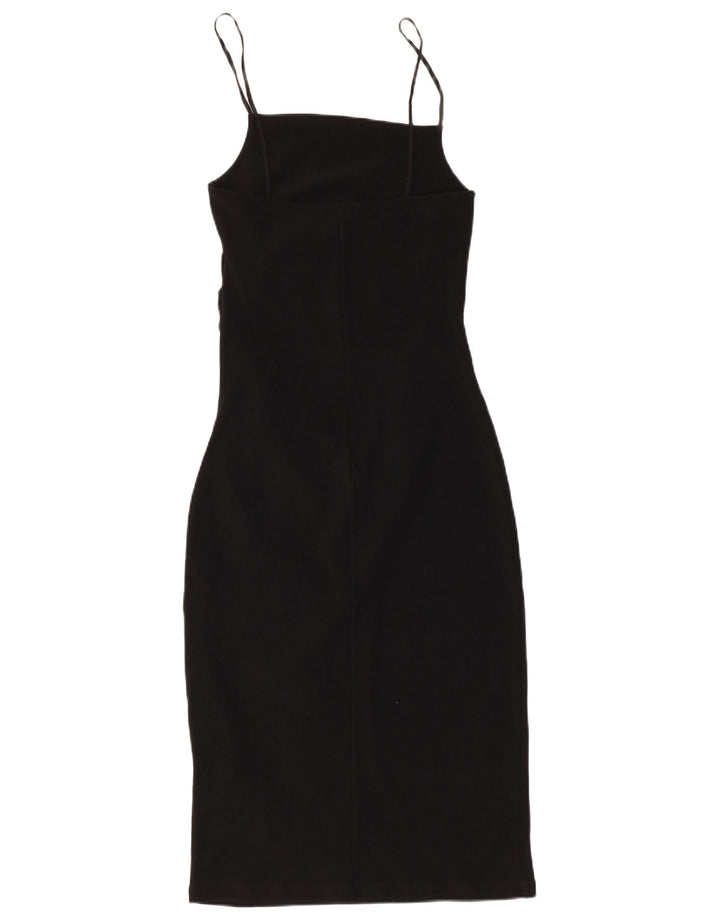 Vestido bodycon feminino sem mangas Zara UK 12 poliéster preto médio