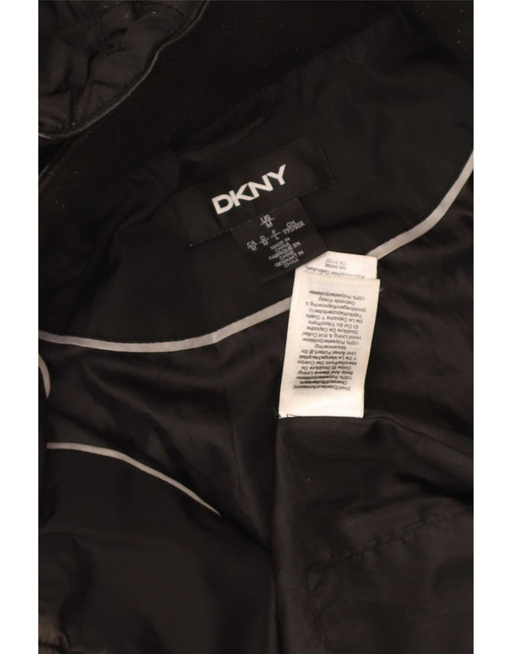 Jaqueta acolchoada com capuz feminino Dkny UK 14 poliéster azul marinho médio