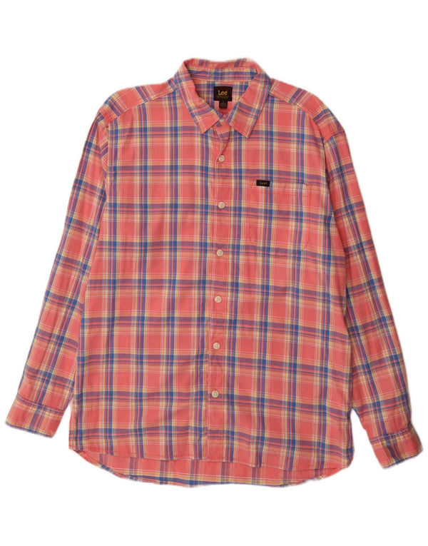 Camisa masculina de flanela Lee grande algodão xadrez rosa