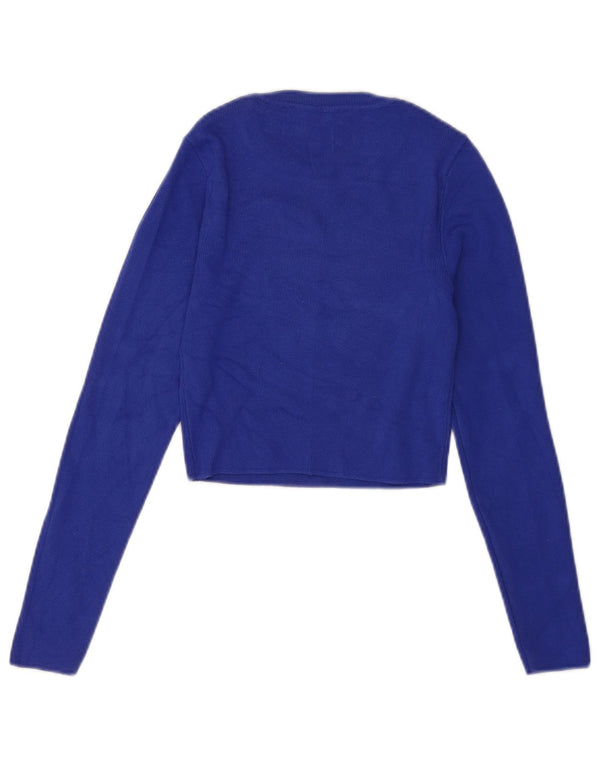 Zara Womens Crop Top Manga Longa Reino Unido 8 Pequeno Azul Viscose