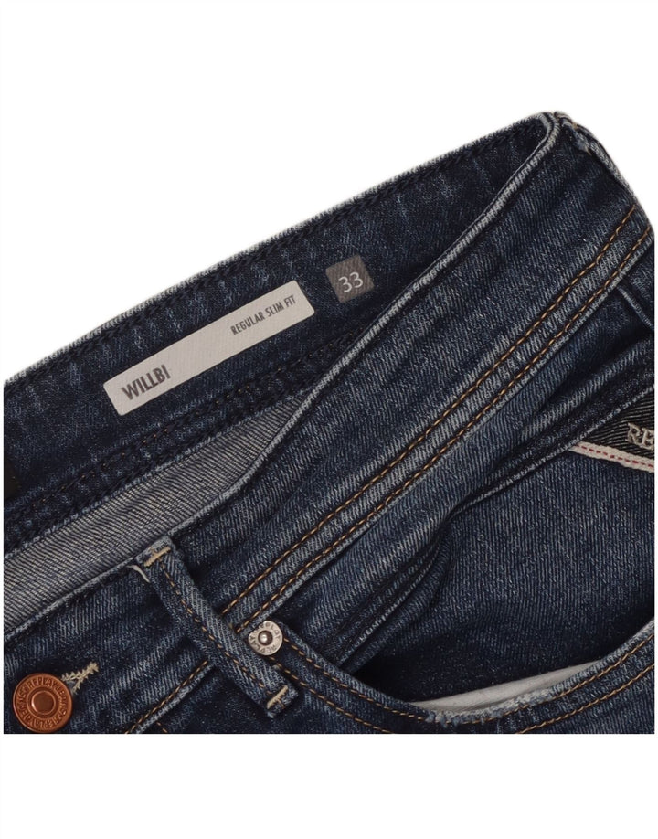 Replay Mens Willbi Regular Slim Jeans W33 L31 Azul