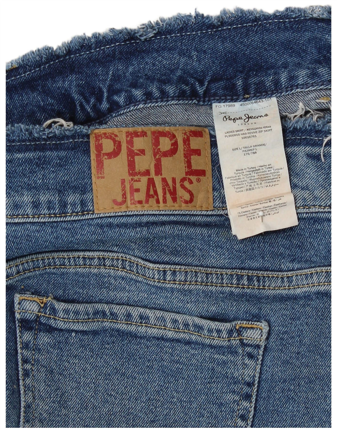 PEPE JEANS Mini saia jeans feminina grande W32 algodão azul