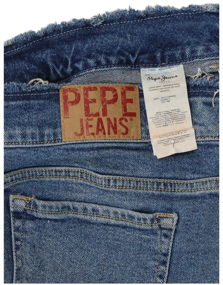 PEPE JEANS Mini saia jeans feminina grande W32 algodão azul