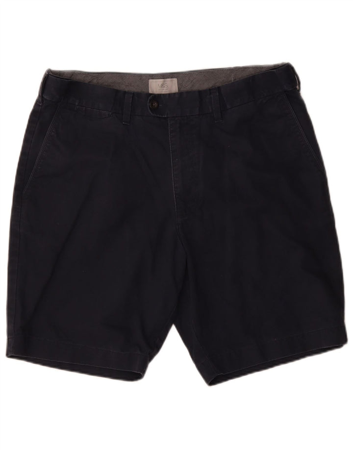 Shorts chino masculino Marks & Spencer W36 grande algodão azul marinho