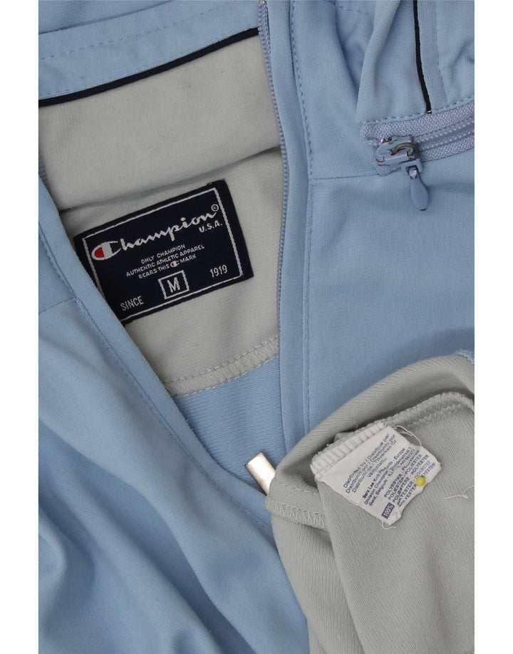 Jaqueta masculina Champion com capuz e moletom em poliéster colorblock azul médio
