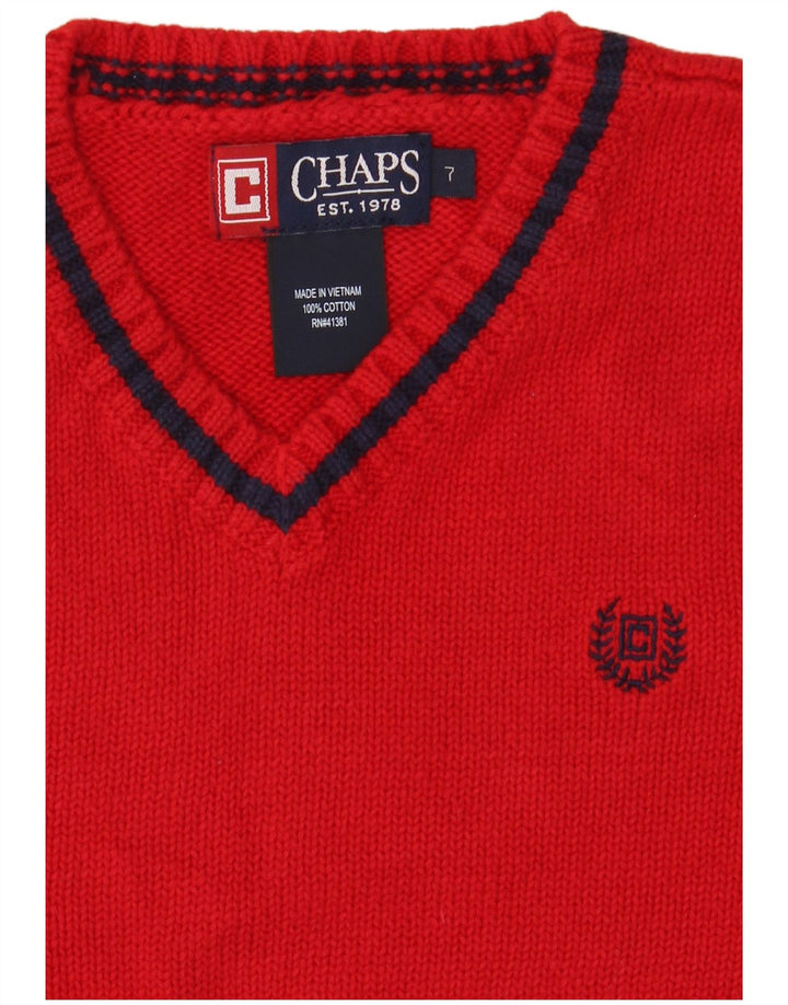 Chaps Girls Vest Tank Top 6-7 Anos Algodão Vermelho