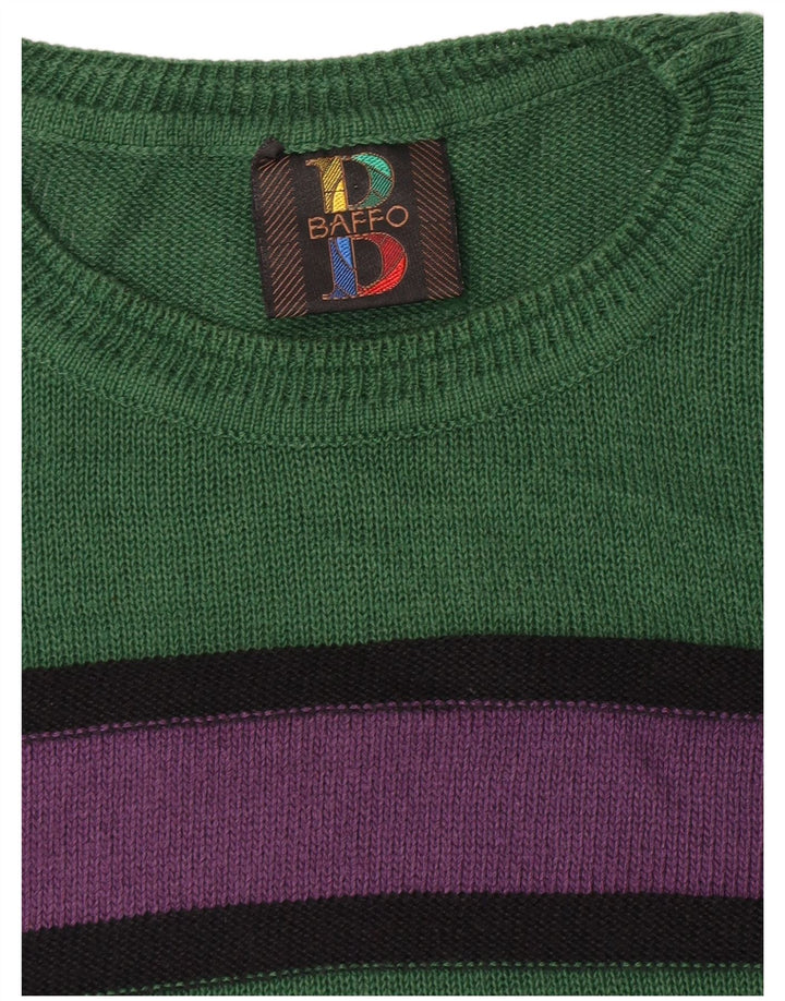Suéter masculino Baffo com gola redonda, listrado verde grande