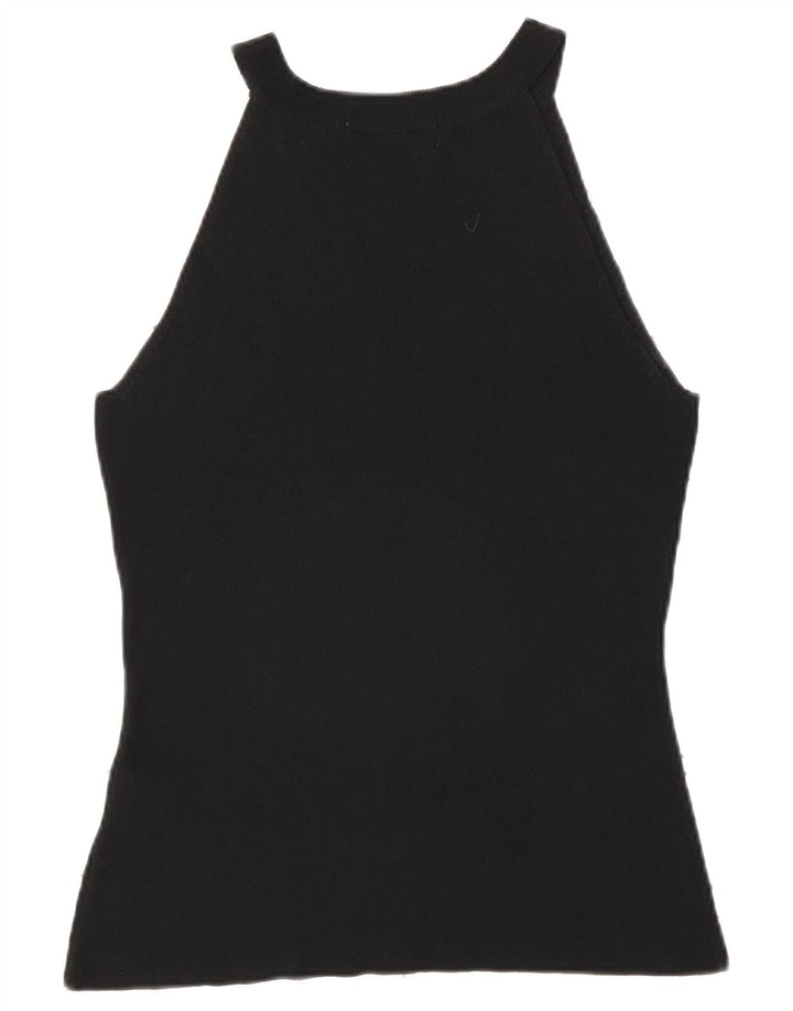 Blusa feminina sem mangas Zara Top UK 14 grande rayon preto