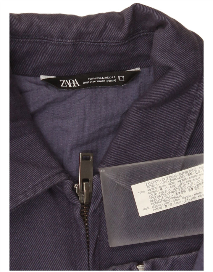 Jaqueta bomber masculina Zara UK 38 algodão azul marinho médio