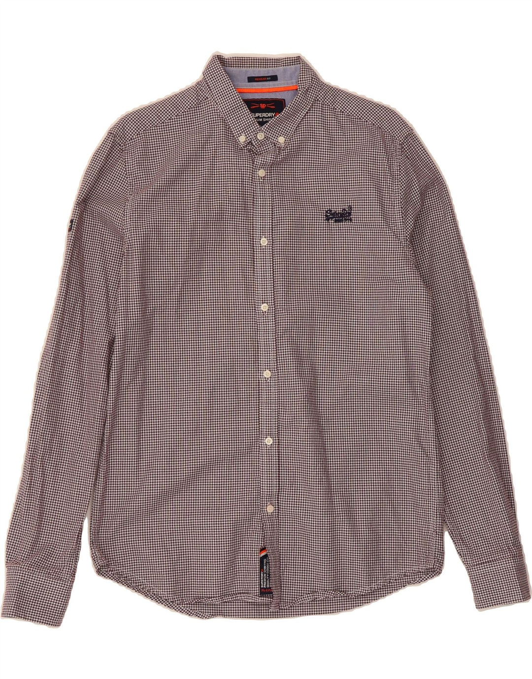 SUPERDRY Mens Regular Fit Shirt Medium Burgundy Houndstooth Cotton Vintage Superdry and Second-Hand Superdry from Messina Hembry 