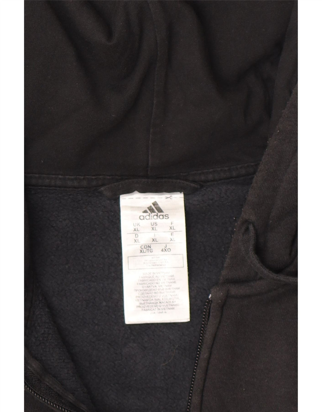 ADIDAS Mens Zip Hoodie Sweater XL Algodão Preto