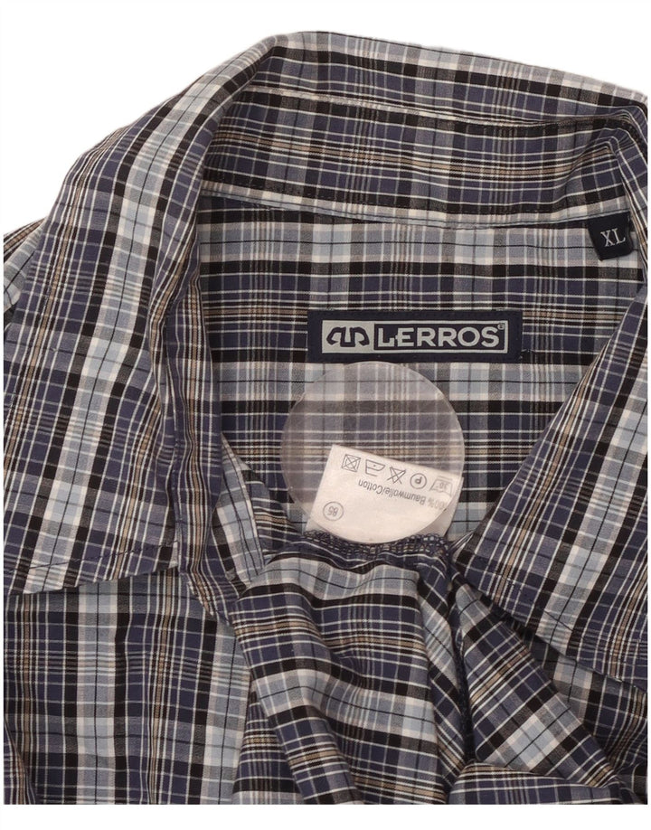 Camisa masculina LERROS XL azul xadrez algodão