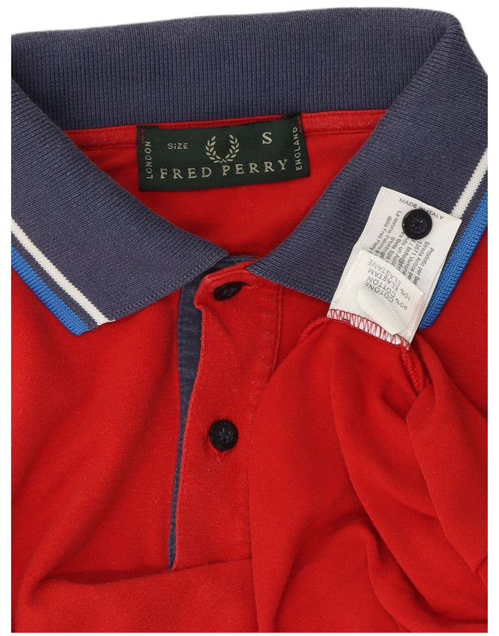 Camisa pólo masculina FRED PERRY pequena vermelha de algodão colorblock