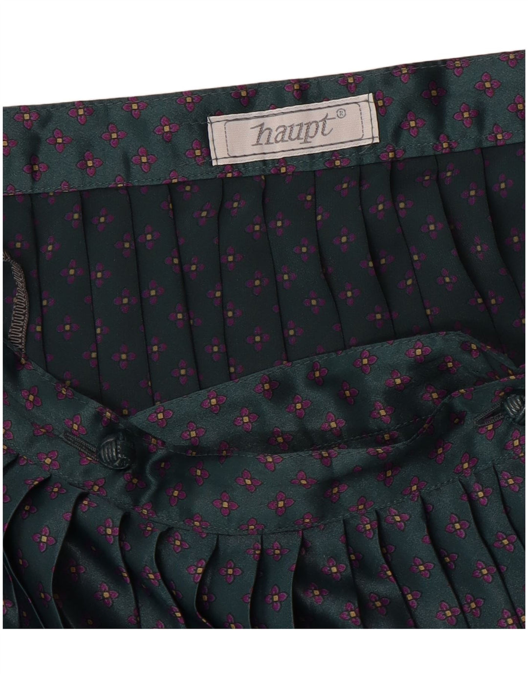 Saia plissada feminina Haupt W28 verde médio floral