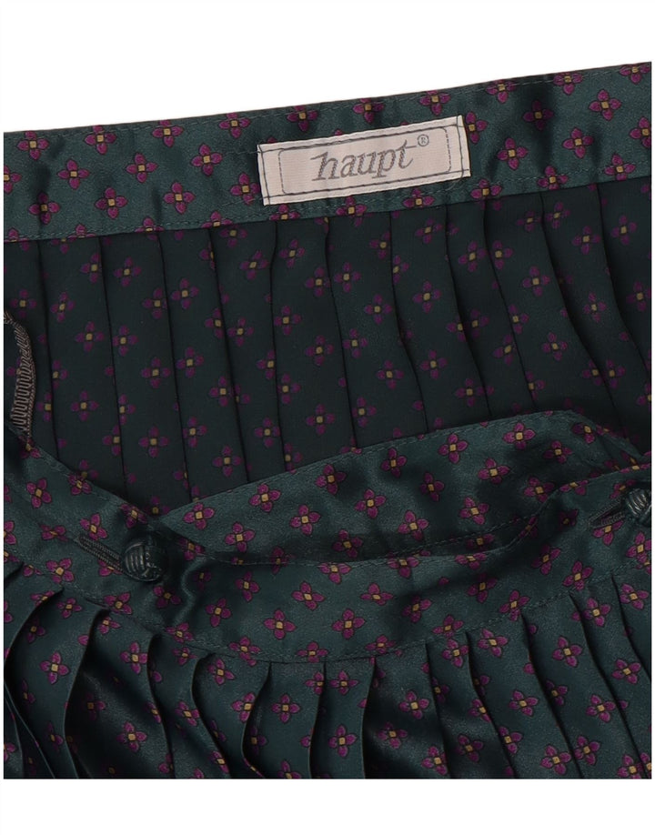 Saia plissada feminina Haupt W28 verde médio floral
