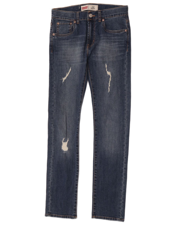 Levi's Meninos 510 Jeans Skinny Distressed 13-14 Anos W28 L30 Azul Algodão