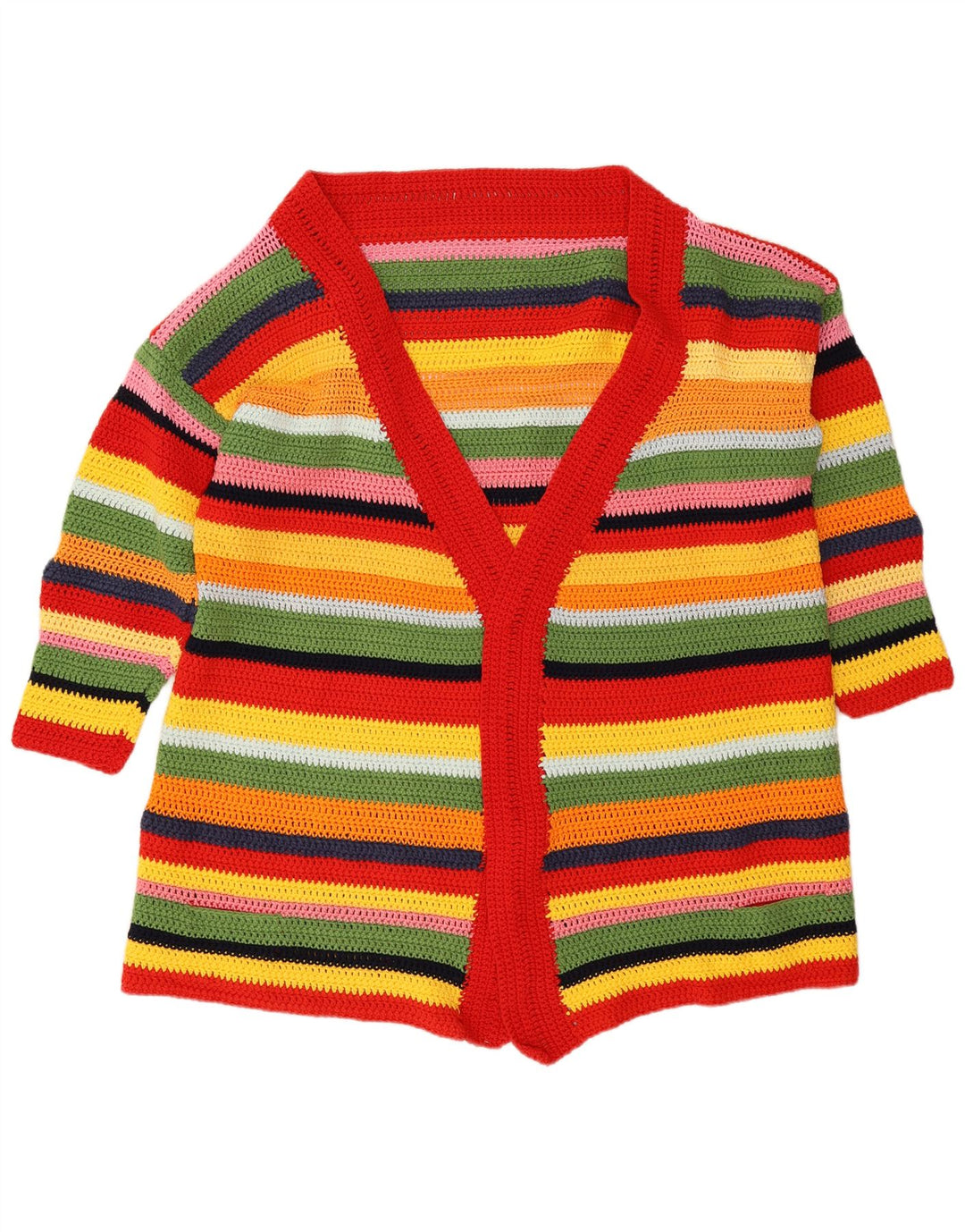 Suéter Cardigan Longline Feminino Vintage Reino Unido 14 Médio Multicolorido
