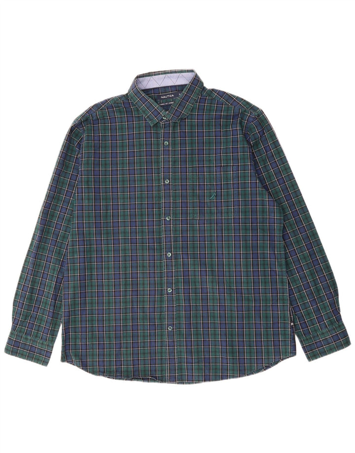 Camisa masculina Nautica Classic Fit XL algodão xadrez verde