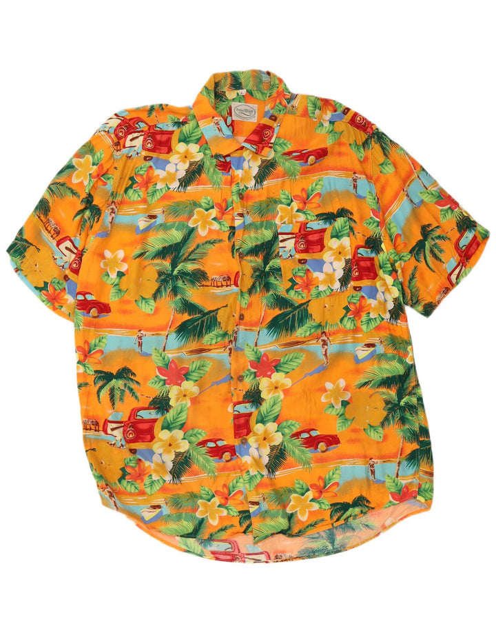 PETER ELLIOT Camisa masculina de manga curta grande floral havaiana multicolorida
