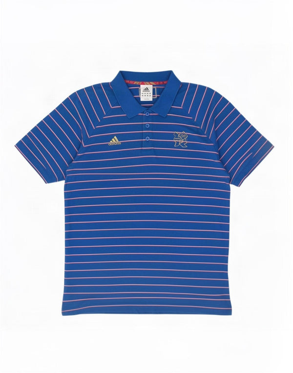 Camisa polo masculina Adidas XL listrada azul de algodão