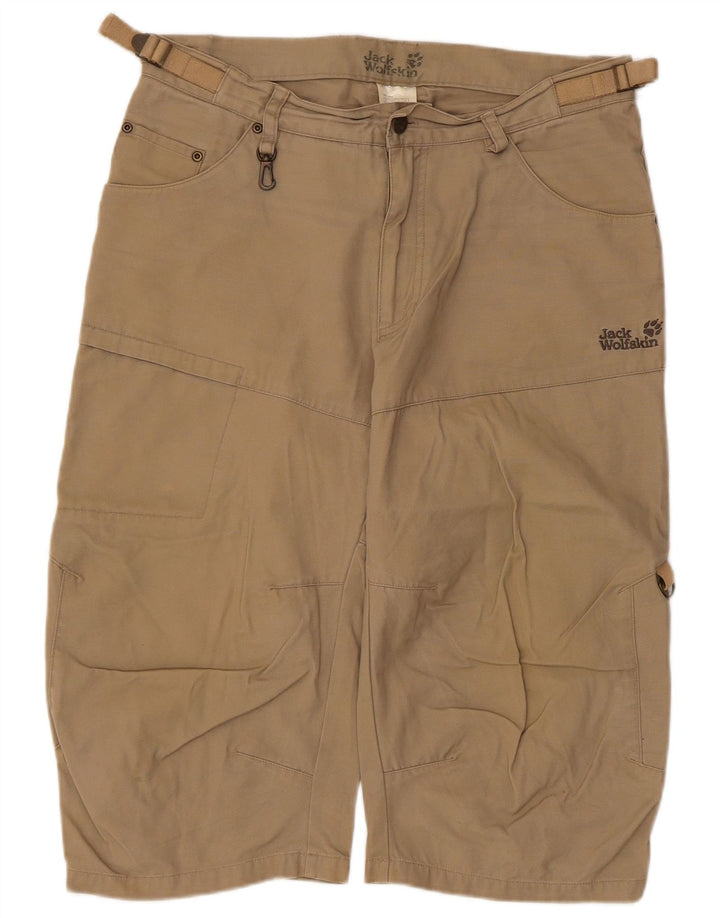 Bermuda cargo masculina Jack Wolfskin W33 grande algodão bege