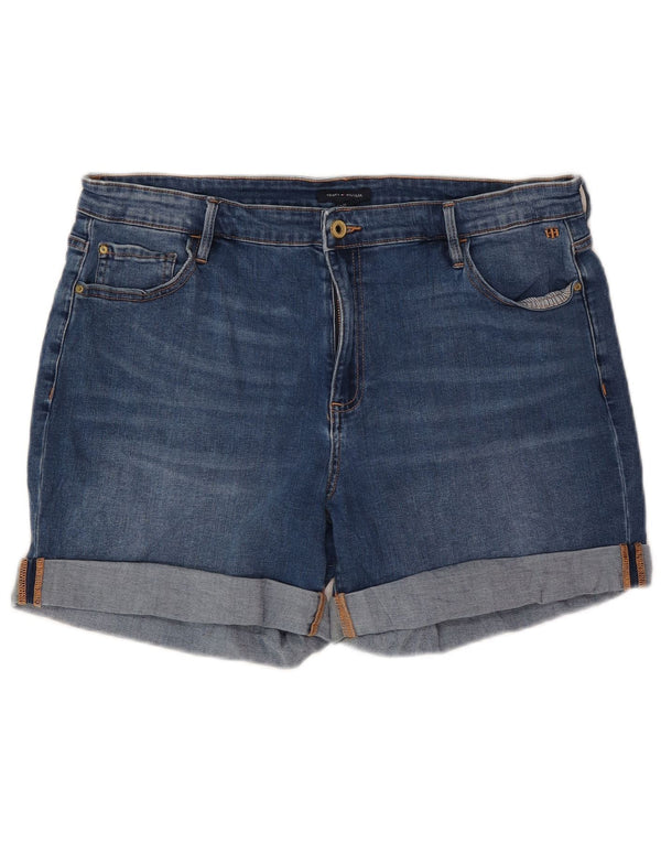 Shorts jeans feminino de cintura alta Tommy Hilfiger EUA 16 2XL W34 algodão azul