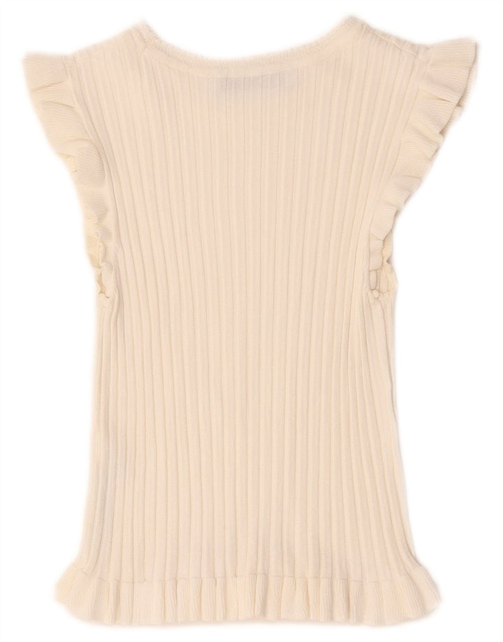 Blusa feminina Zara Top UK 8 pequena viscose branca