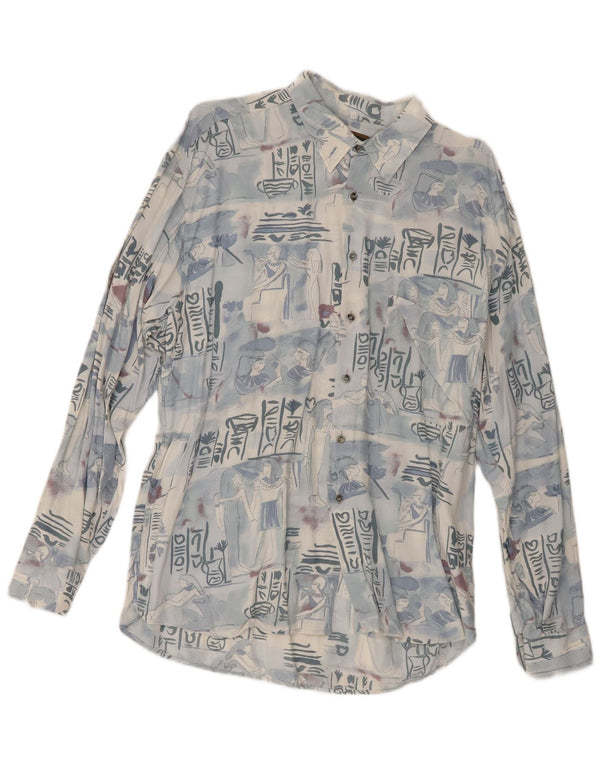 Camisa Mac Fashion Masculina Padrão Abstrato Grande Azul