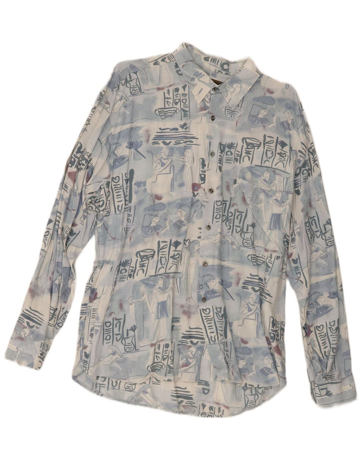 Camisa Mac Fashion Masculina Padrão Abstrato Grande Azul
