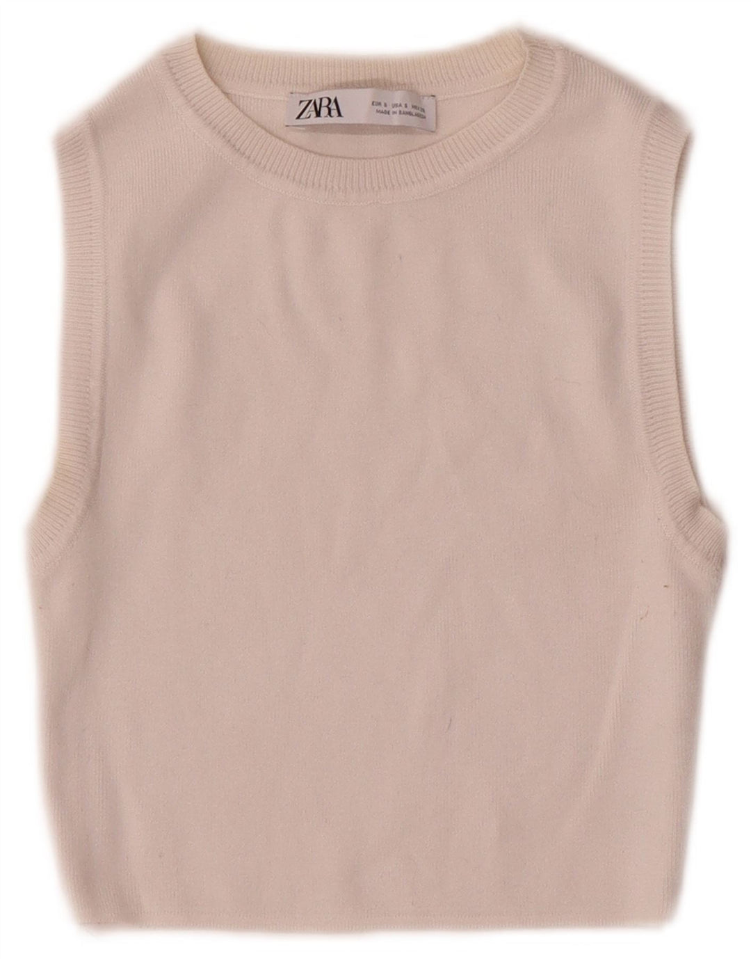 Zara Womens Crop Vest Top UK 8 Pequeno Viscose Branca